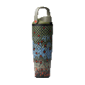 Owala FreeSip Sway 40oz in Off the Hook, lid detail showing olive flip cap, olive carry loop, and orange push-button over fish-scale patterned body
